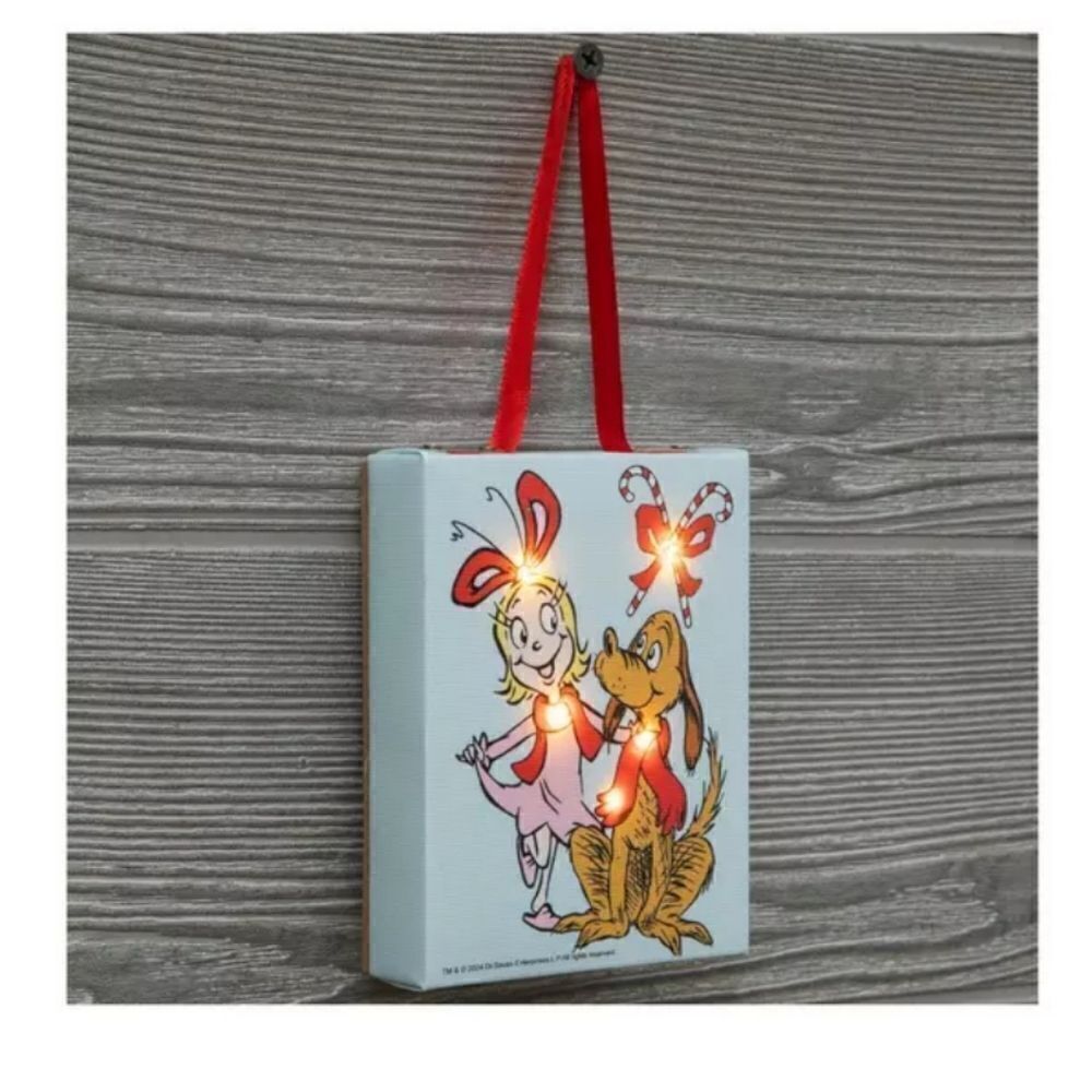 New Max & Cindy Lou Who Grinch Light Up Canvas Christmas Wall Decor